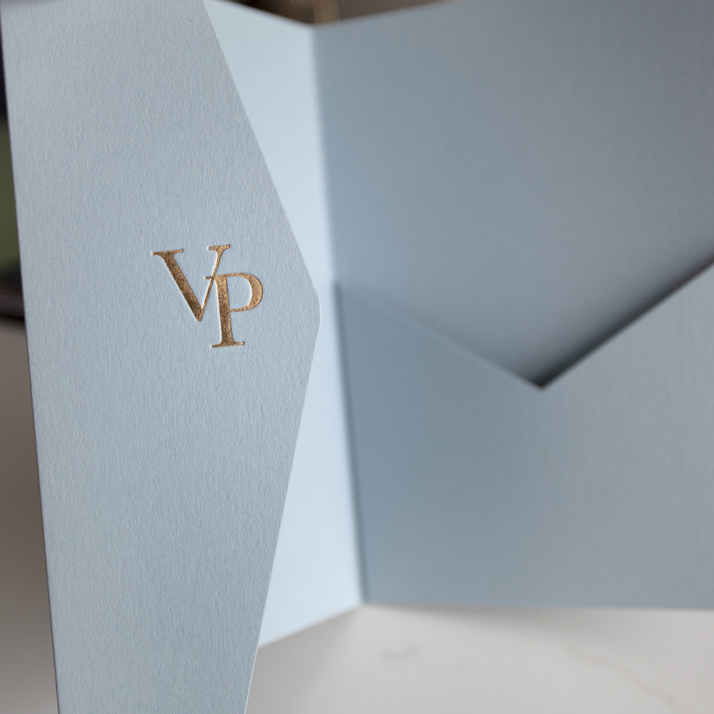 Duck Egg Blue Foil Pressed Pocketfold Envelopes 5x7"